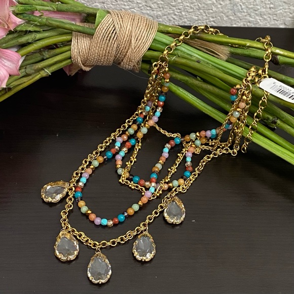 NORDSTROM Multi-layered Beads and Chains Necklace NWT - Picture 3 of 11